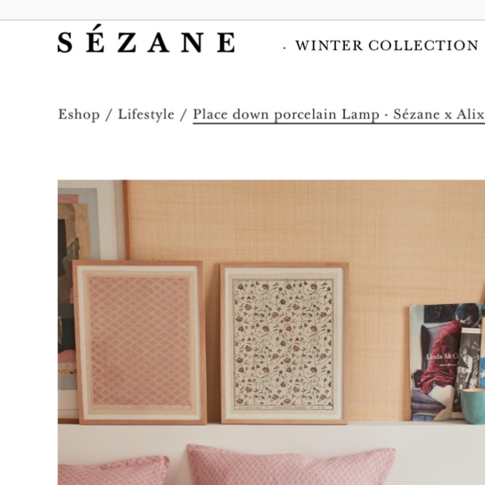 Antoinette Poissons for Sezane. 
Framed artwork pattern. Pink.